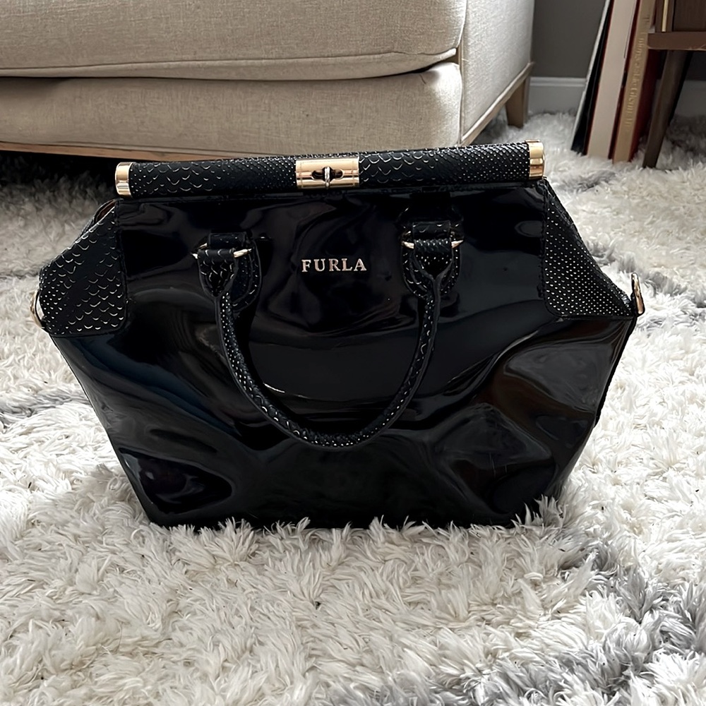 FURLA Patent Leather Laptop Bag